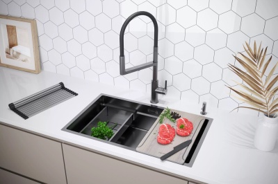 Детальное фото товара: Paulmark NEXT-MULTI SINK 74 UNI, мойка, нержавеющая сталь, вороненая сталь