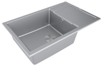 Paulmark FLUGEN 60, мойка, гранит, серый металлик Детальное фото товара: Paulmark FLUGEN 60, мойка, гранит, серый металлик