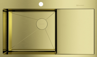 Детальное фото товара: Omoikiri Akisame 86-LG-L Side , мойка, нержавеющая сталь/светлое золото, чаша слева