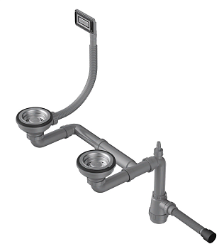 Фото товара: Omoikiri WK-1,5-UN-IN Арматура для полуторачашевых моек с универсальным прямоугольным переливом