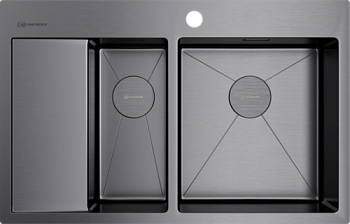 Фото товара: Omoikiri Akisame 78-2-GM-R, мойка, нержавеющая сталь/вороненая сталь, чаша справа