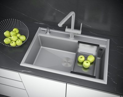 Детальное фото товара: Paulmark STEPIA 80, мойка, гранит, серый металлик