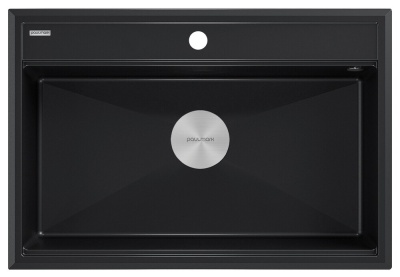 Paulmark STEPIA 80, мойка, гранит, черный металлик Детальное фото товара: Paulmark STEPIA 80, мойка, гранит, черный металлик