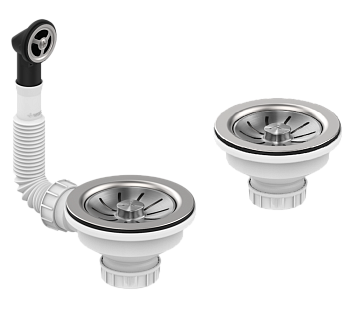 Фото товара: Teka Слив 3 1/2 на 2 чаши Helix Pro с круглым переливом для 1 чаши