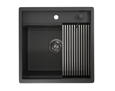 Детальное фото товара: GRANULA 5051 мойка, нержавеющая сталь, черный матовый