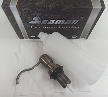 Фото товара: Seaman SSA-040 Gun Light (PVD, satin} дозатор для жидкого мыла, оружейная сталь светлая