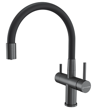 Фото товара: KUCHENSTERN WURM-FE, смеситель, нержавеющая сталь, вороненая сталь