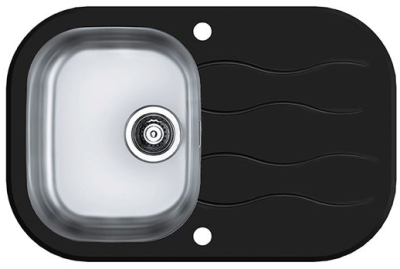 ALVEUS WAVE 20, мойка, нержавеющая сталь/стекло, черный (в компл.с сиф. 1127251)