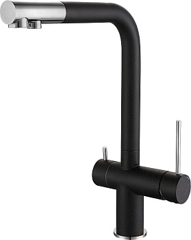 Фото товара: Rivelato LUGANO 1523513 nero/cromo, смеситель, гранит, черный/хром