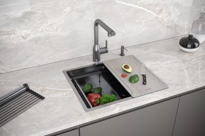 Детальное фото товара: Paulmark NEXT-MULTI SINK 54 UNI, мойка, нержавеющая сталь, вороненая сталь