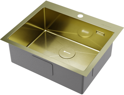 Детальное фото товара: Omoikiri Akisame 59-LG, мойка, нержавеющая сталь/светлое золото 