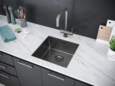 Детальное фото товара: Paulmark GERBERG 44 UNI, мойка, нержавеющая сталь, вороненая сталь
