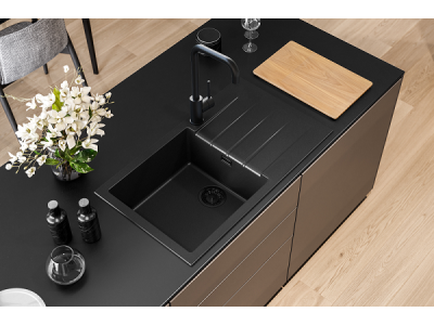 Детальное фото товара: ALVEUS GRANITAL CADIT 40 CARBON - G91, мойка, гранит, черный (в комплекте с сифоном 1148149)