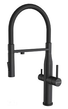 Фото товара: KUCHENSTERN ELIT-FE, смеситель, нержавеющая сталь, черный