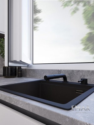 Emar ЕС-7027 Black, смеситель, черный Детальное фото товара: Emar ЕС-7027 Black, смеситель, черный