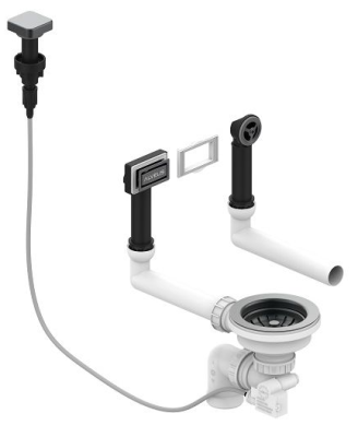 ALVEUS выпуск для мойки с вертикальным переливом POP UP ANTHRACITE new с рамкой и заглушкой