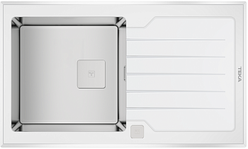 Фото товара: Teka DIAMOND RS15 1B 1D 86 WHITE, мойка, нержавеющая сталь/белое стекло