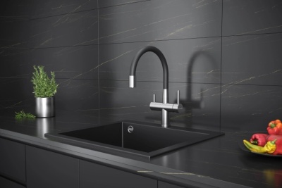 Детальное фото товара: KUCHENSTERN WURM-FE, смеситель, нержавеющая сталь