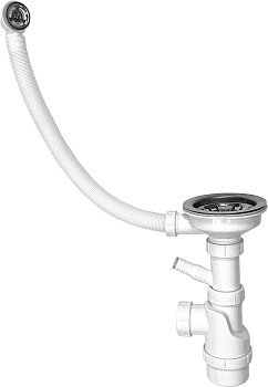 Фото товара: GranFest Сифон одинарный 3 1/2" с круглым переливом, отводом и винтом