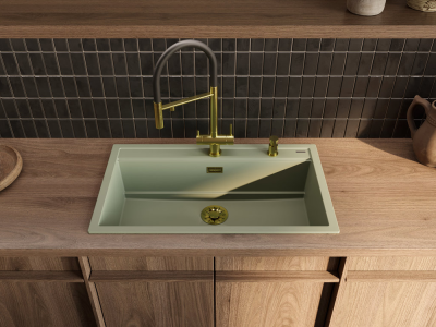 Детальное фото товара: Omoikiri Kitagawa 86-LB-WG, мойка, керамика, ветреный зеленый