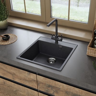 Детальное фото товара: Maunfeld Perla 505 MFQS-505DGR, мойка, гранит, темно-серый