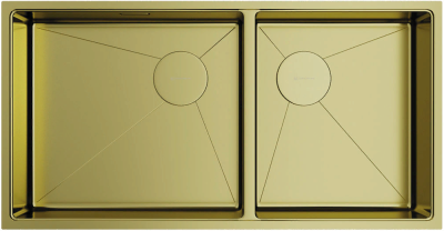 Детальное фото товара: Omoikiri Taki 85-2-LB-U/IF-LG Side, мойка, нержавеющая сталь/светлое золото