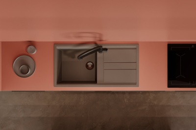 Детальное фото товара: Omoikiri Kitagawa 100-GR, мойка, керамика, leningrad grey