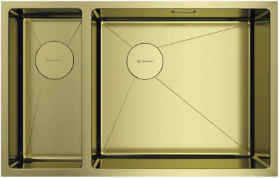 Детальное фото товара: Omoikiri Taki 69-2-U/IF-LG-R Side, мойка, нержавеющая сталь/светлое золото, чаша справа