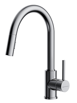 Фото товара: Omoikiri Shinagawa-SB-BN, смеситель, нержавеющая сталь