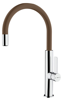 Фото товара: Teka FOT 995 LONDON BRICK BROWN, смеситель, хром/лондонский кирпич эмаль