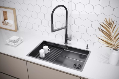 Paulmark NEXT-PRO 74 UNI, мойка, нержавеющая сталь, вороненая сталь Детальное фото товара: Paulmark NEXT-PRO 74 UNI, мойка, нержавеющая сталь, вороненая сталь