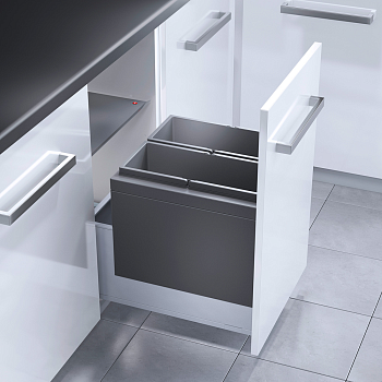 Фото товара: Hailo AS Triple 45 Комплект контейнеров 2x18л, рама, стационарная крышка, графит