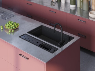 Детальное фото товара: Omoikiri Kinaru Pro 86-U/I GB, мойка, керамика, графит