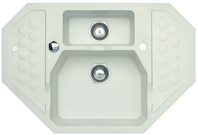 ALVEUS SENSUAL 60 GRANITAL+ ARCTIC-G11M, мойка, гранит, белый (с сифоном 1104729)