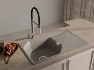 Детальное фото товара: Rivelato ADRIA 1523517 grigio/cromo, смеситель, гранит, серый/хром