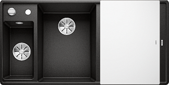 Фото товара: Blanco Axia III 6S-F, мойка, чаша слева, гранит, черный, доска стекло