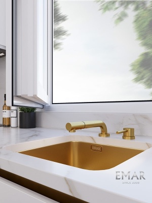 Emar EC-7027 PVD Golden, смеситель, золото Детальное фото товара: Emar EC-7027 PVD Golden, смеситель, золото