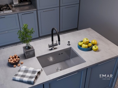 Emar EMB-132 PVD Nano Satine, мойка, нержавеющая сталь сатин Детальное фото товара: Emar EMB-132 PVD Nano Satine, мойка, нержавеющая сталь сатин