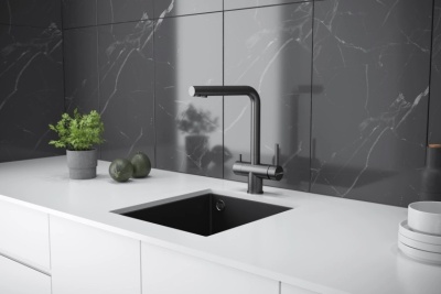 Детальное фото товара: KUCHENSTERN FOKUS-FS, смеситель, нержавеющая сталь, черный