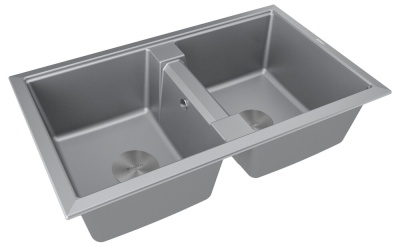 Paulmark TANDEM 80/2, мойка, гранит, серый металлик Детальное фото товара: Paulmark TANDEM 80/2, мойка, гранит, серый металлик