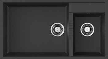 Фото товара: Omoikiri Tedori 85-2-U BL, мойка, гранит, черный