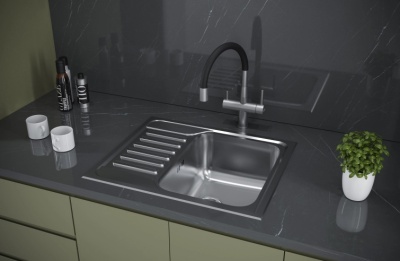 KUCHENSTERN BASIS 45, мойка, нержавеющая сталь Детальное фото товара: KUCHENSTERN BASIS 45, мойка, нержавеющая сталь