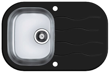 Фото товара: ALVEUS WAVE 20, мойка, нержавеющая сталь/стекло, черный (в компл.с сиф. 1127251)