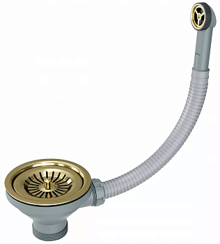 Фото товара: Paulmark слив с круглым переливом, светлое золото