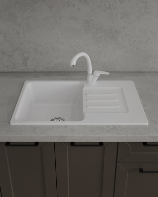 Детальное фото товара: ЭкоМ М-680, мойка, мрамор, белый