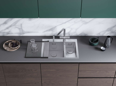 Детальное фото товара: Omoikiri Akisame 60-2-IN-L, мойка, нержавеющая сталь 