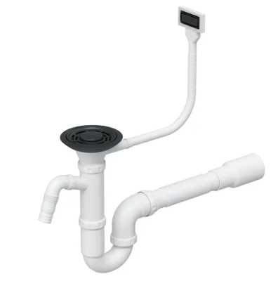 Детальное фото товара: GRANULA сифон одинарный с прямоугольным переливом черный матовый (A2A-1 Black)