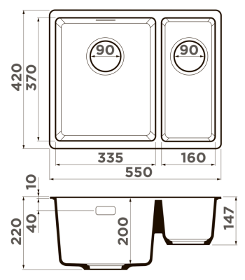 Omoikiri Kata 55-2-U-WH, мойка, гранит, белый Детальное фото товара: Omoikiri Kata 55-2-U-WH, мойка, гранит, белый
