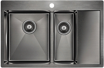 Фото товара: Paulmark KRONER 78/2SF, мойка, нержавеющая сталь, вороненая сталь, левая