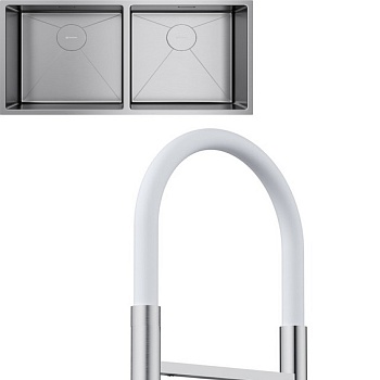 Фото товара: Omoikiri Taki 86-2-U/IF-IN + Kanto-2 Plus-SB BN-WH нержавеющая сталь